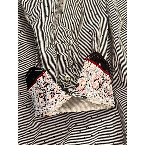 Level Ten Mens Modern XL Long Sleeve Button-Up Shirt With Floral Trim & Contrast - Picture 3 of 16
